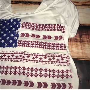 Charlotte Russe Tops - American Flag Tribal Criss Cross Crop Top Charlotte Russe Tops - American Flag Tribal Criss Cross Crop Top